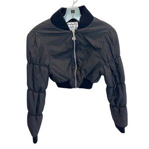 Vintage Chick by Nicky Hilton Cropped Black Puffer Jacket Y2K Bratz - Size Small
